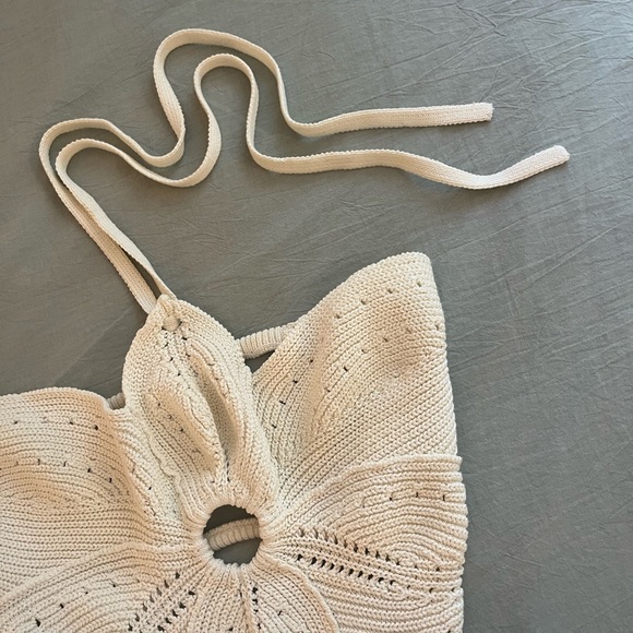 Cult Gaia M Floreana paneled dress Cream Crochet Halter Dress - Picture 6 of 9